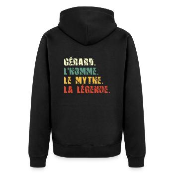Gérard l homme le mythe la légende - Veste à capuche bio Premium Unisexe - noir - Dos - Nico (187cm)