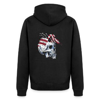 skull eagle - Unisex Premium Bio Zip Hoodie - Schwarz - Hinten - Nico (187cm)