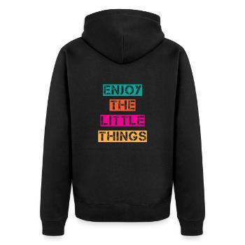 Enjoy - Unisex Premium Bio Zip Hoodie - Schwarz - Hinten - Nico (187cm)