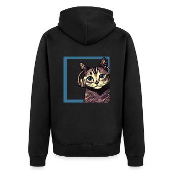 Chat écoutant de la musique avec des écouteurs - Veste à capuche bio Premium Unisexe - noir - Dos - Nico (187cm)