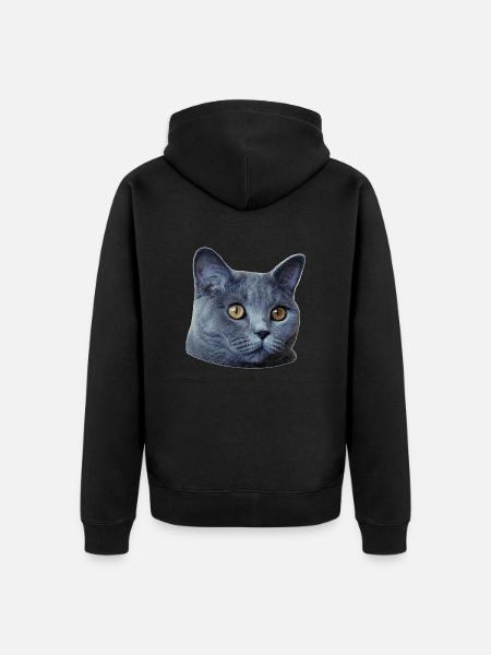 Katzenkopf Poster - Unisex Premium Bio Zip Hoodie - Schwarz