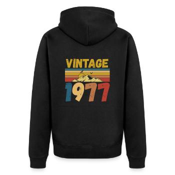 vintage 1977 - Unisex Premium Organic Zip Hoodie - black - Back - Nico (187cm)
