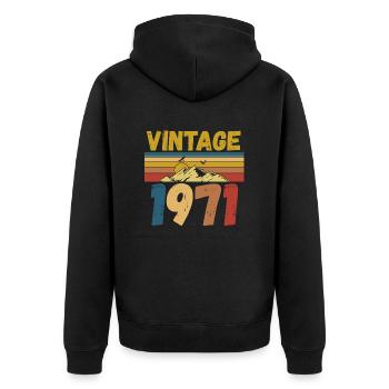vintage 1971 - Unisex Premium Organic Zip Hoodie - black - Back - Nico (187cm)