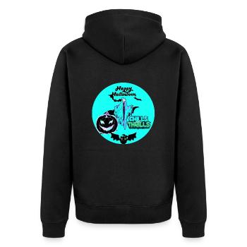 Halloween, bats and pumpkin - Unisex Premium Organic Zip Hoodie - black - Back - Nico (187cm)