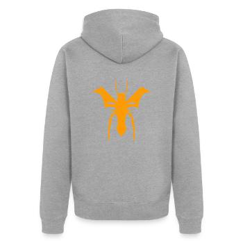 Fliegende Spinne - Unisex Premium Bio Zip Hoodie - Grau meliert - Hinten - Nico (187cm)