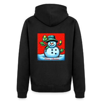 Frohe Weihnachten Feliz Navidad - Unisex Premium Bio Zip Hoodie - Schwarz - Hinten - Nico (187cm)