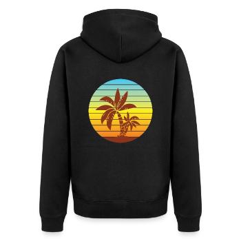 Urlaub Strand Palmen Wellen Sommer Meer Geschenk - Unisex Premium Bio Zip Hoodie - Schwarz - Hinten - Nico (187cm)