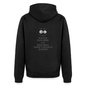 Vegetarisch essen - Unisex Premium Bio Zip Hoodie - Schwarz - Hinten - Nico (187cm)