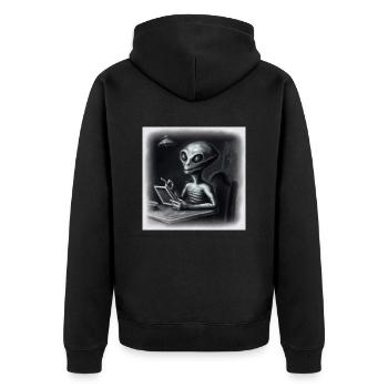 alien noir - Unisex Premium Organic Zip Hoodie - black - Back - Nico (187cm)