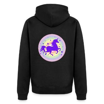 Laufende Einhorn Silhouette - Unisex Premium Bio Zip Hoodie - Schwarz - Hinten - Nico (187cm)