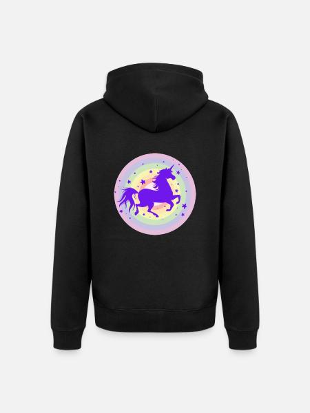 Laufende Einhorn Silhouette - Unisex Premium Bio Zip Hoodie - Schwarz