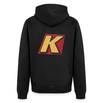 K - Unisex Premium Bio Zip Hoodie - Schwarz - Hinten - Nico (187cm)