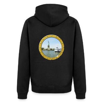 New York-Freiheitsstatue - Unisex Premium Bio Zip Hoodie - Schwarz - Hinten - Nico (187cm)