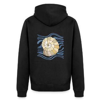 Muschel - Unisex Premium Bio Zip Hoodie - Schwarz - Hinten - Nico (187cm)