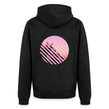 T-Shirt Urlaub Strand Palmen Ferien Sommer Sonne - Unisex Premium Bio Zip Hoodie - Schwarz - Hinten - Nico (187cm)
