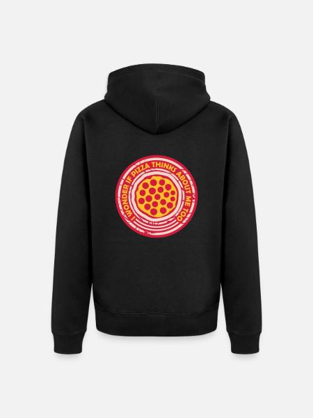 pizza thinks about me - Unisex Premium Organic Zip Hoodie - black