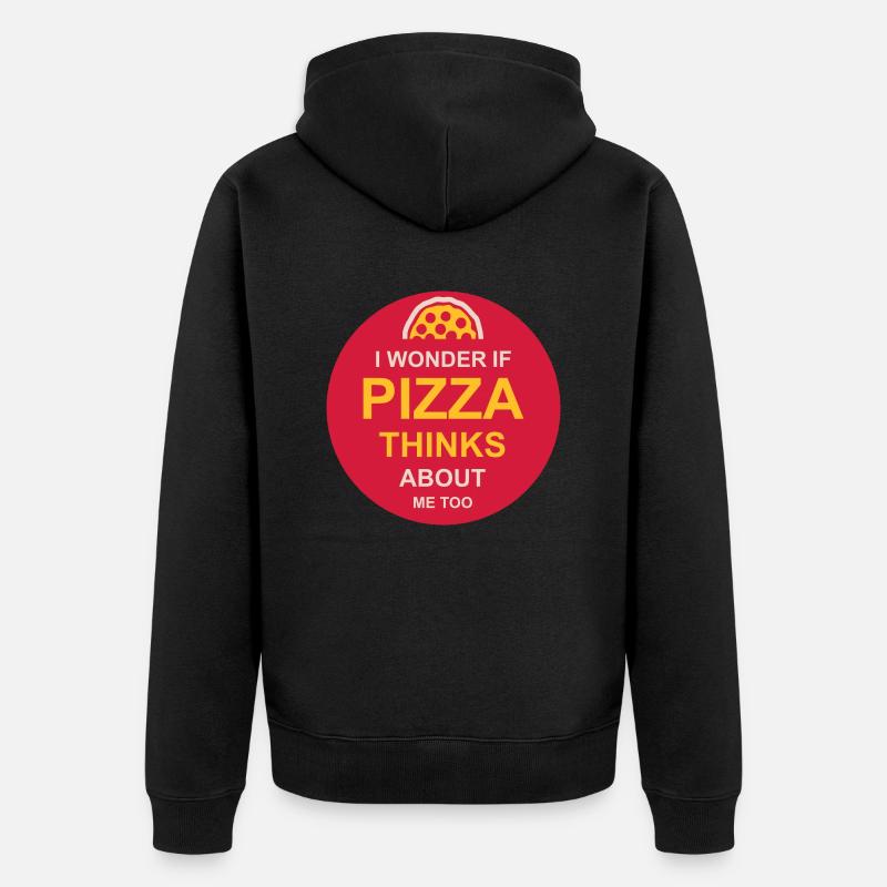 pizza thinks about me - Unisex Premium Bio Zip Hoodie - Schwarz