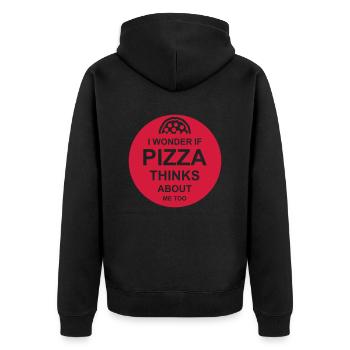 pizza thinks about me - Unisex Premium Organic Zip Hoodie - black - Back - Nico (187cm)