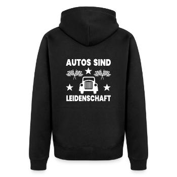 Autos - Unisex Premium Bio Zip Hoodie - Schwarz - Hinten - Nico (187cm)