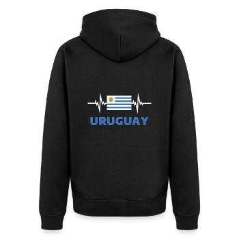 Uruguay Football 2022 heartbeat Uruguay - Unisex Premium Organic Zip Hoodie - black - Back - Nico (187cm)