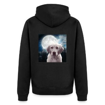 Vom Mondscheinholz - Unisex Premium Bio Zip Hoodie - Schwarz - Hinten - Nico (187cm)