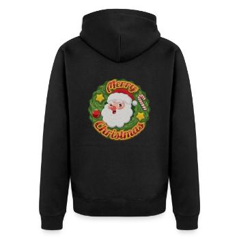 Frohe Weihnachten - Unisex Premium Bio Zip Hoodie - Schwarz - Hinten - Nico (187cm)
