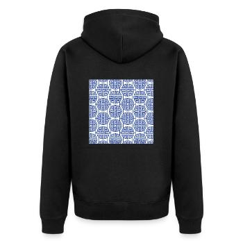 Chinesisches Muster - Unisex Premium Bio Zip Hoodie - Schwarz - Hinten - Nico (187cm)