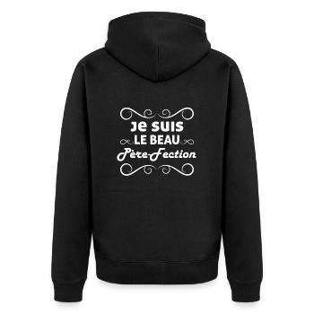 Je Suis Le Beau Père-Fection Humour Beau-Père - Veste à capuche bio Premium Unisexe - noir - Dos - Nico (187cm)
