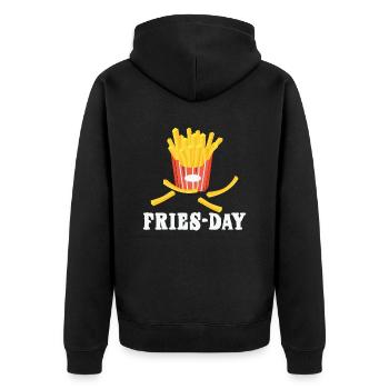 ICH LIEBE FRIES-TAGE - Unisex Premium Bio Zip Hoodie - Schwarz - Hinten - Nico (187cm)