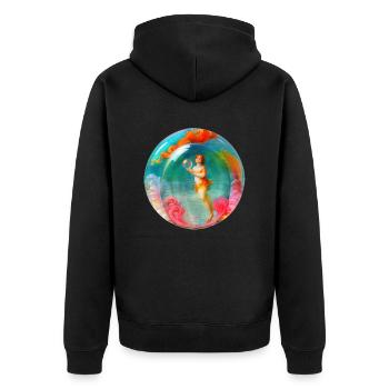 venus in der seifenblase - Unisex Premium Bio Zip Hoodie - Schwarz - Hinten - Nico (187cm)