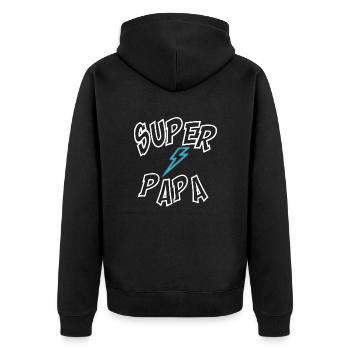 Super Dad - Unisex Premium Organic Zip Hoodie - black - Back - Nico (187cm)