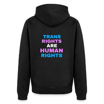 Trans rights are human rights - Unisex Premium Bio Zip Hoodie - Schwarz - Hinten - Nico (187cm)