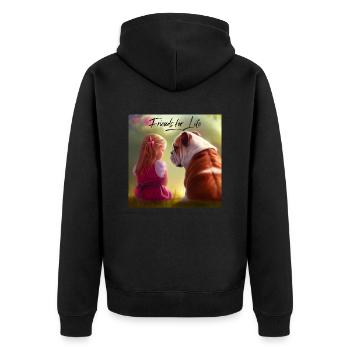 Freunde für's Leben - Unisex Premium Bio Zip Hoodie - Schwarz - Hinten - Nico (187cm)