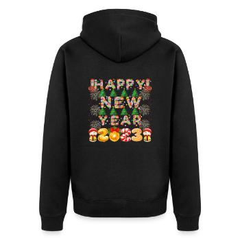 Christmas Approaching Merry Christmas - Unisex Premium Organic Zip Hoodie - black - Back - Nico (187cm)
