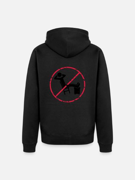 No relaxing zone sign - Unisex Premium Organic Zip Hoodie - black