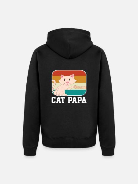 Cat Papa - Unisex Premium Organic Zip Hoodie - black
