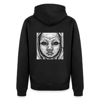 Human-Alien. Face in black and white - Unisex Premium Organic Zip Hoodie - black - Back - Nico (187cm)