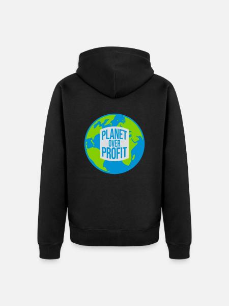 planet over profit Zitat - Premium økologisk unisex-hættejakke - sort