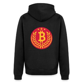 Laurel wreath Bitcoin Star Coat of Arms - Unisex Premium Organic Zip Hoodie - black - Back - Nico (187cm)