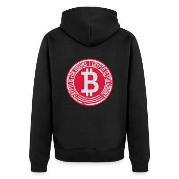crypto is for virgins - Unisex Premium Bio Zip Hoodie - Schwarz - Hinten - Nico (187cm)