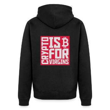 crypto is for virgins - Unisex Premium Organic Zip Hoodie - black - Back - Nico (187cm)