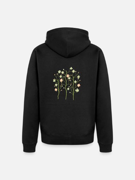 Flower - Unisex Premium Organic Zip Hoodie - black