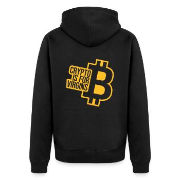 crypto is for virgins - Unisex Premium Organic Zip Hoodie - black - Back - Nico (187cm)