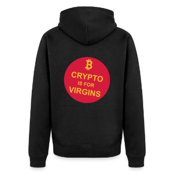 crypto is for virgins - Unisex Premium Organic Zip Hoodie - black - Back - Nico (187cm)