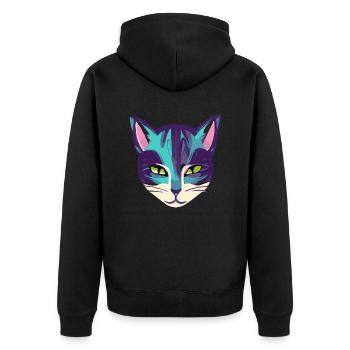 Illustration eines Katzenporträts, Vektor - Unisex Premium Bio Zip Hoodie - Schwarz - Hinten - Nico (187cm)