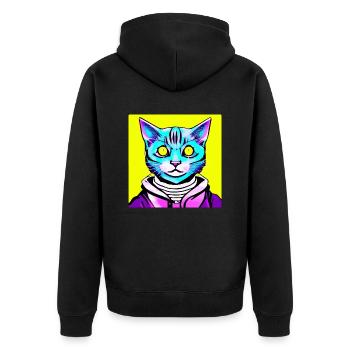 Illustration eines Katzenporträts, Vektor - Unisex Premium Bio Zip Hoodie - Schwarz - Hinten - Nico (187cm)