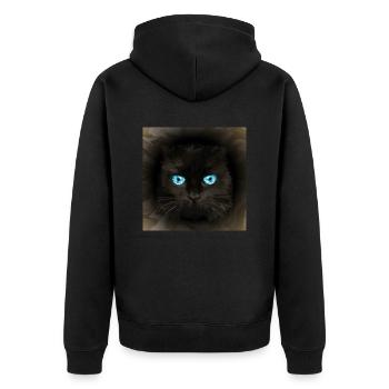 Cat - Unisex Premium Organic Zip Hoodie - black - Back - Nico (187cm)