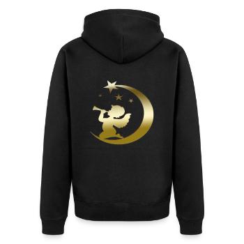 Merry Christmas Christmas xmas holiday winter santa nordic - Unisex Premium Organic Zip Hoodie - black - Back - Nico (187cm)