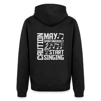 may spontaneously start singing - Unisex Premium Organic Zip Hoodie - black - Back - Nico (187cm)
