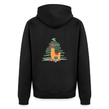 La La Llama Christbaum Weihnachtsbaum - Unisex Premium Bio Zip Hoodie - Schwarz - Hinten - Nico (187cm)